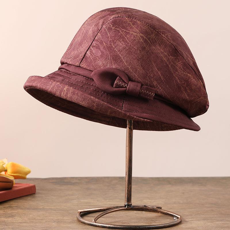 

Шляпа для женщин среднего возраста, осенне-зимняя двухслойная теплая шляпа-ведро, шляпа-панама для пожилой бабушки, модная универсальная тканевая шляпа one size fits all бордовый