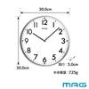 MAG Wall Clock Analog Silent Continuous Second Hand Simple Diameter 30.0cm Silver Leon W-802A SM-Z Noah Precision