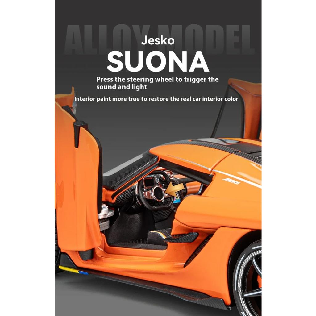 1/24 Koenigsegg Jesko Cool Sports Car Alloy Model, Rotor Door, Simulated Sound and Light, Restored Details, Exquisite Desktop Ornaments