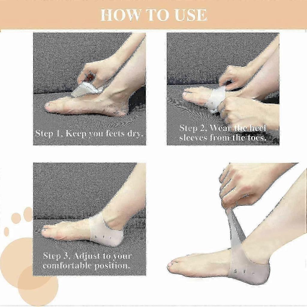 10 Pairs Silicone Heel Protectors, Silicone Heel Socks For Heel Spurs, Plantar Fasciitis, For Heel Pain Relief, Dry Cracked Heel - JV