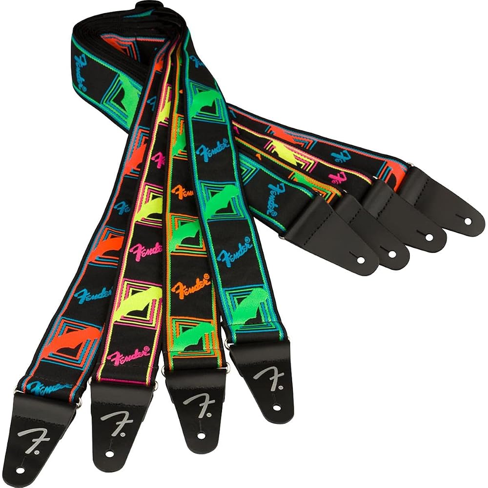 Fender Strap Neon Monogrammed Strap, Yellow/Pink