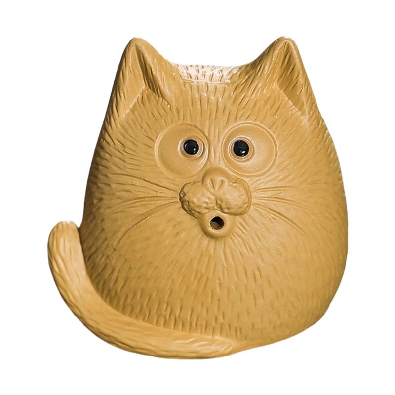 Cats Shape Zisha Clay Figurine Incenses Stick Holder for Animal Lover Handmade Pottery Animal Statue Ornament Decors