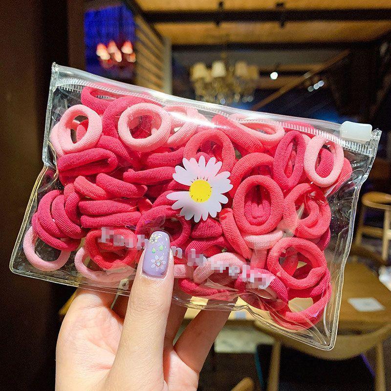 

100 шт., цветные эластичные ленты для волос, аксессуары для волос для девочек, держатель для хвоста, повязка на голову красный