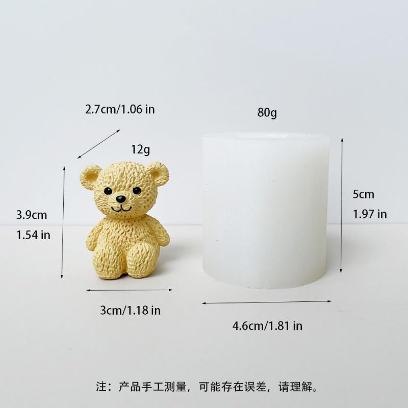 3D Cute Long Eared Rabbit Candle Silicone Mold DIY Cartoon Bear Animal Aromatherapy Gypsum Mold Resin Casting Doll Crafts