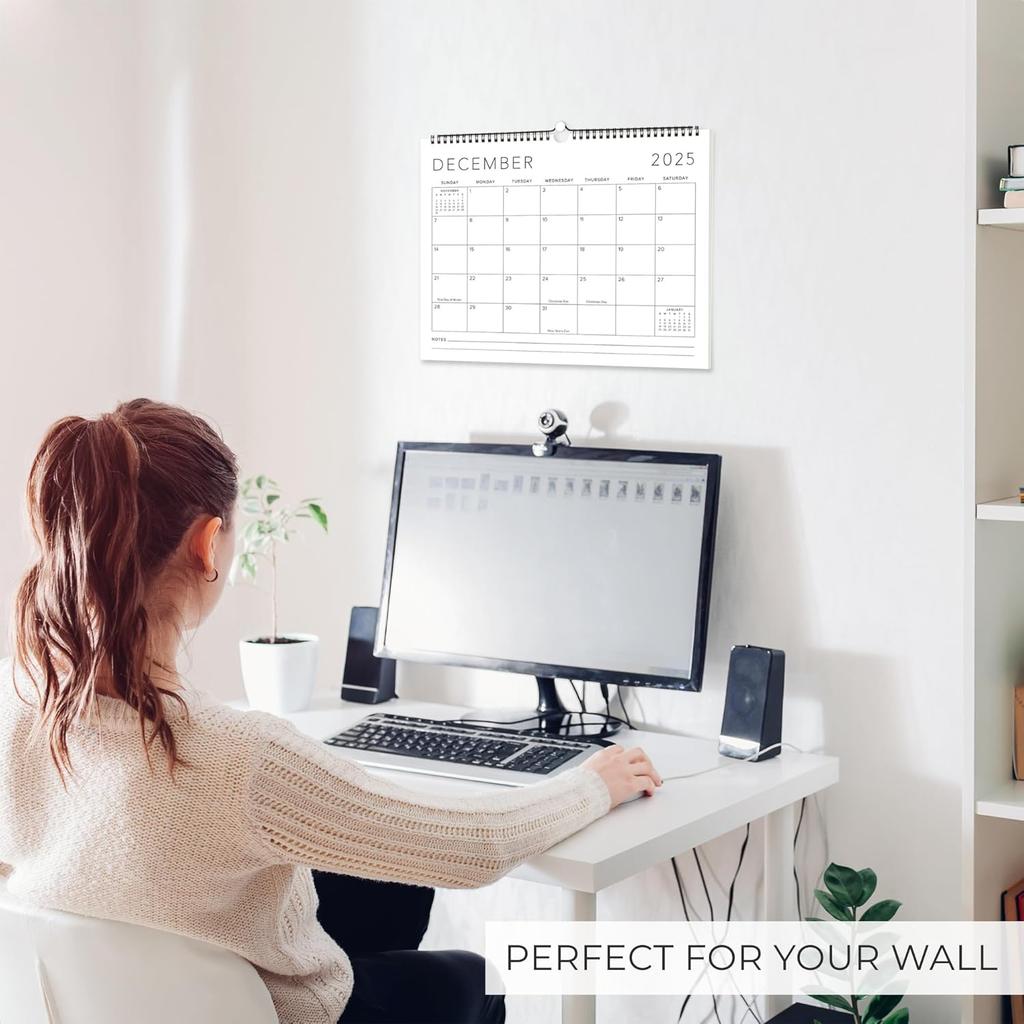 Beautiful 2026 Wall Calendar - Runs Until December 2026 - Large 14.5" X 11.5" Office Wall Calendar for Easy Organizing