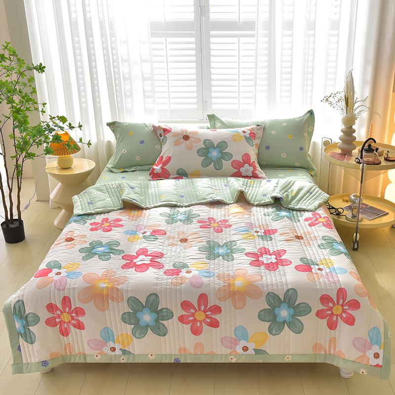 Summer Patchwork Quilt Flower Printed Quilted Bedspread For Beds Single/Queen/King Size Comforter/Duvet For Summer