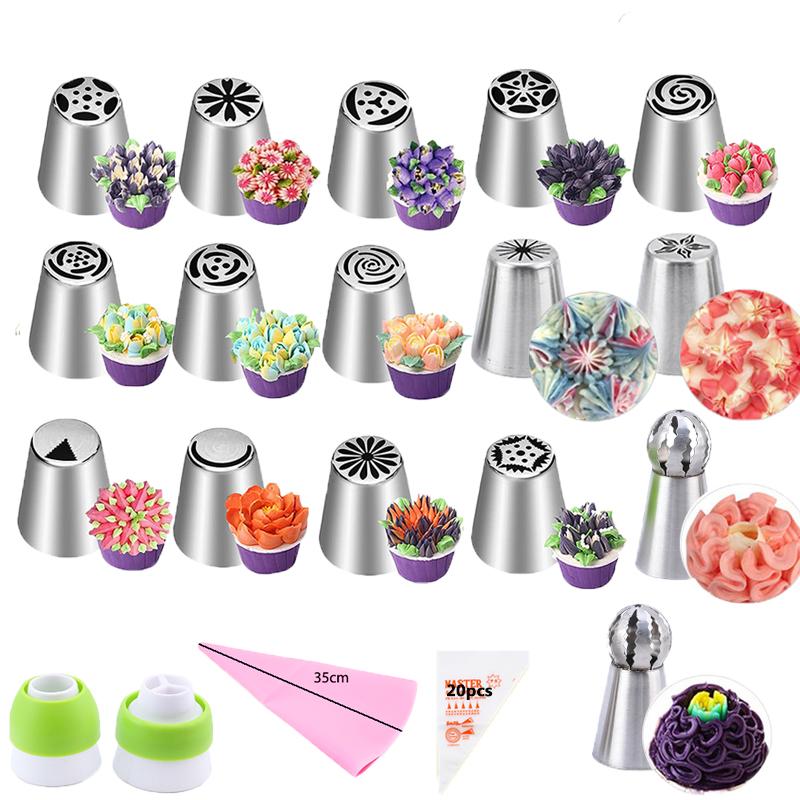 FAIS DU 8-52pcs Russian Piping Tips Cake Decorating Set Baking Supplies Set for Cupcake Rose Flower Nozzles Icing Pastry Tips