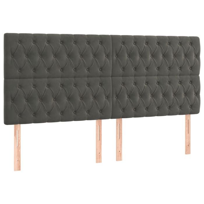 Maison Exclusive - Tête de lit Gris foncé 180 x 7 x 118/128 cm Velours