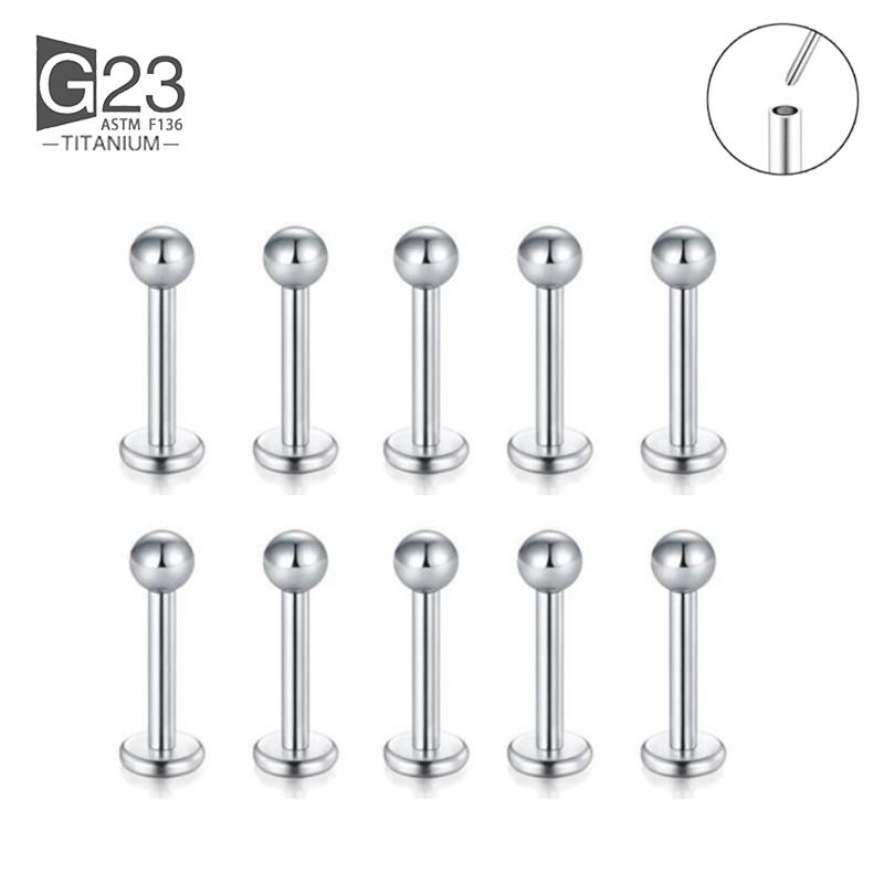 

10pcs G23 Titanium Labret Piercing 16G Lip Ring Crystal Lip Piercing Tragus Earring Cartilage Stud Body Pircing Jewelry 16G 1.2x6x4x2mm