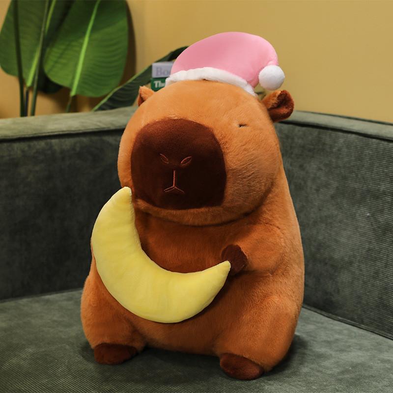 Cute Moon Star Sleeping Hat Capybara Cartoon Plush Toy For Children Gift