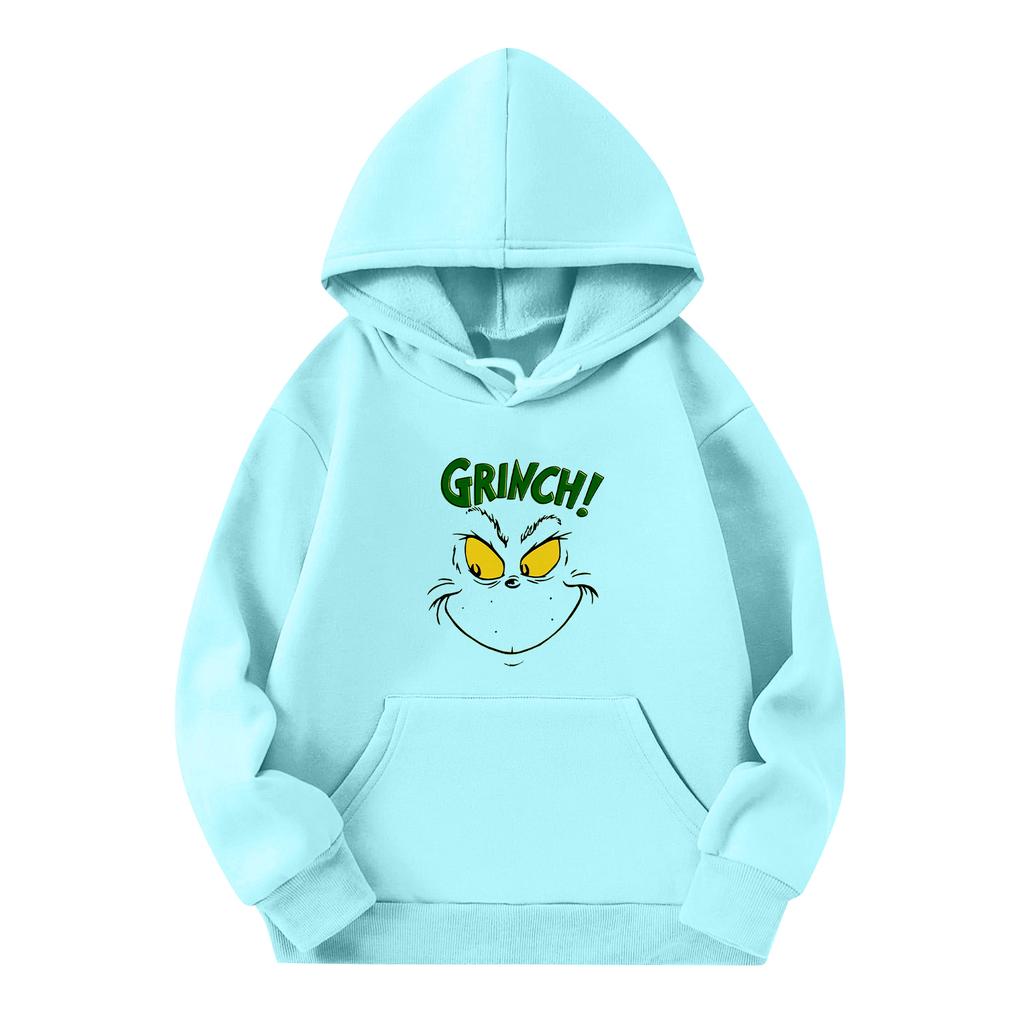 Children's Long-sleeved Loose-fitting Pullover Hoodie With Drawstring And Solid Color