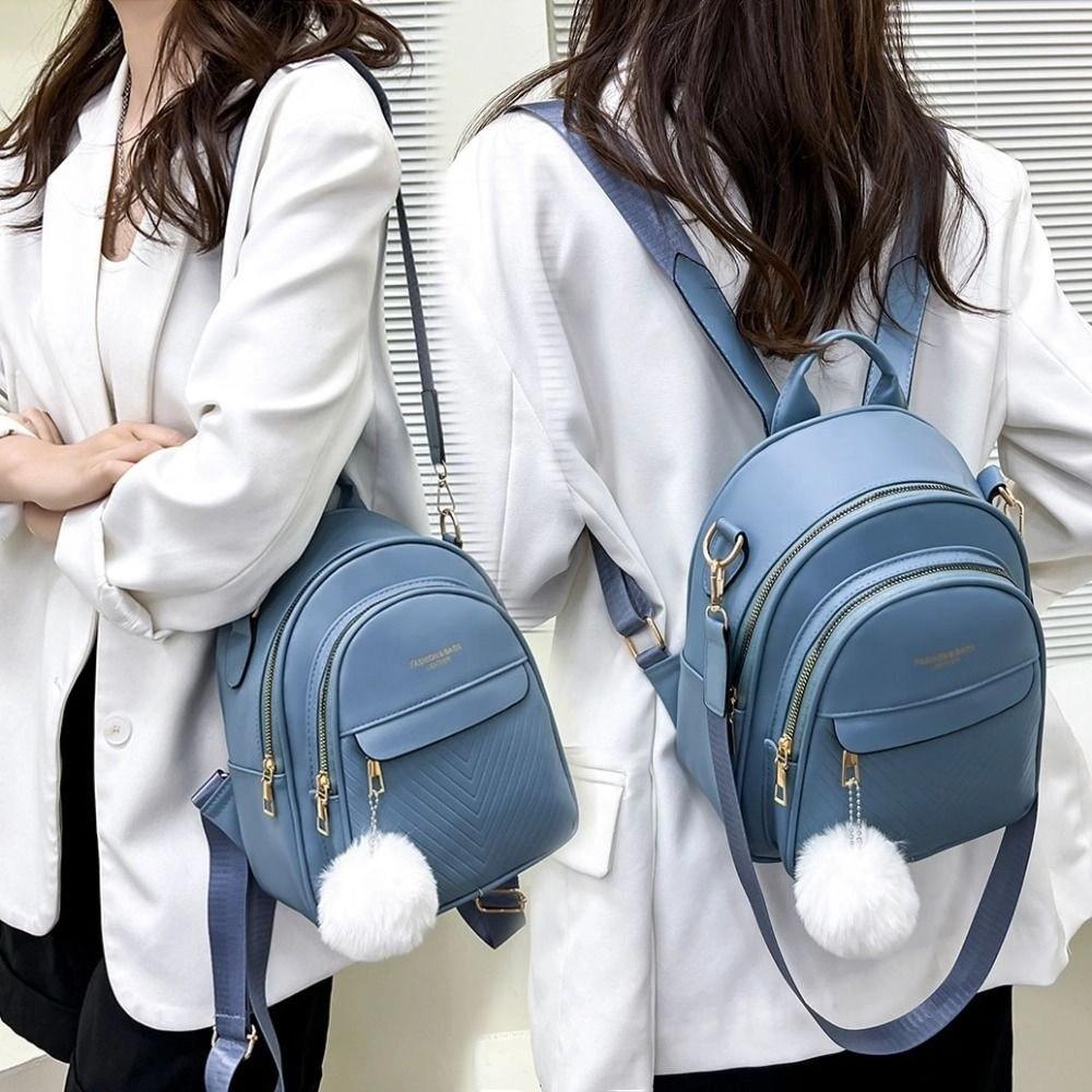 PU Leather Small Square Backpack Simple Mini Bags Women PU Casual Schoolbags College Students