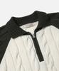 FRIZMWORKS Wool Cable Raglan Half Zip Knit _ Dark Olive