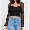 Foreign Trade Order Summer New Ins Comfortable Refreshing Stretch Mesh Delicate Horn Long sleeve Top Single Wear Chest Pad