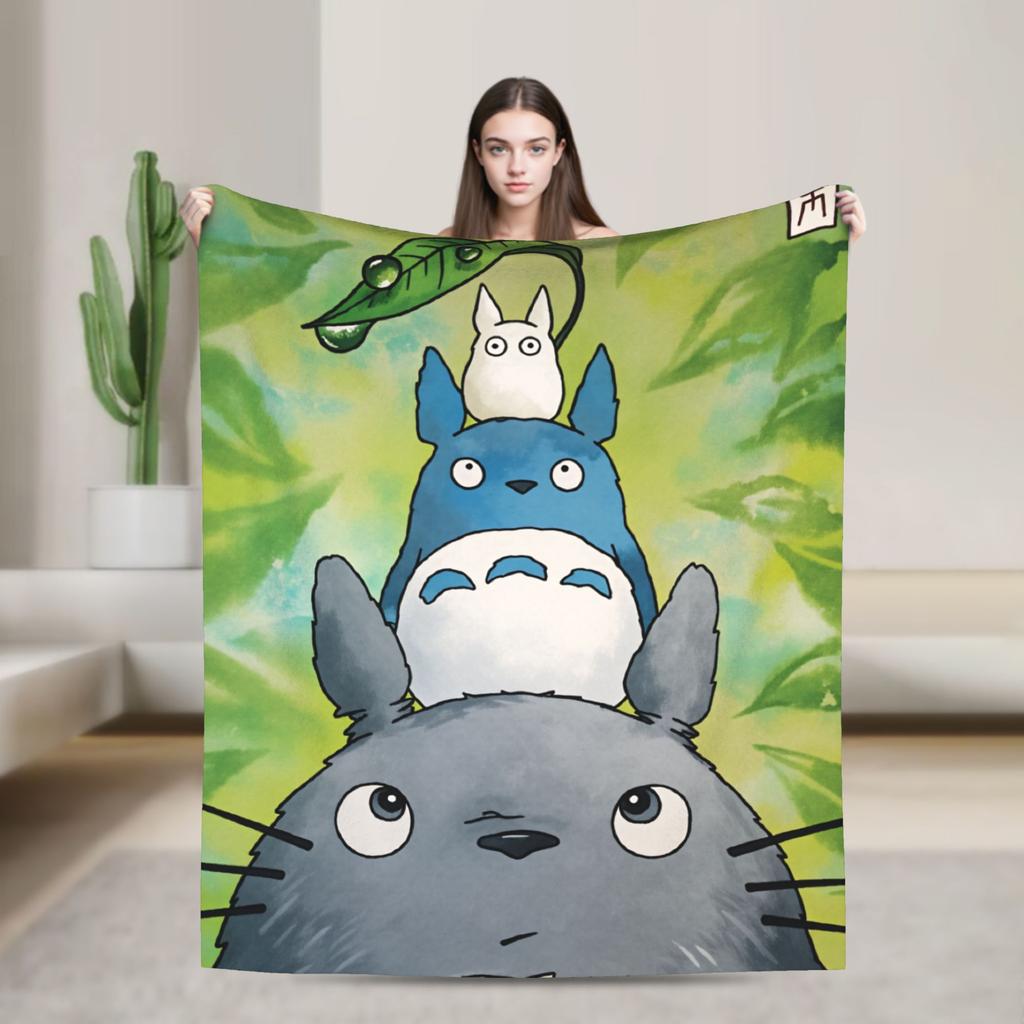 Japanese Blanket T-Totoros Travel Flannel Throw Blanket For Couch Bed Soft Custom DIY Quality Bedspread Gift Idea