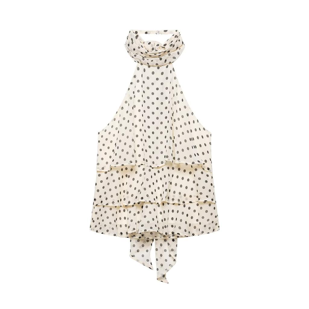European and American Style, New Women's Clothing, Versatile Polka Dot Laminated Decorative Neck Collar Top 1165/116