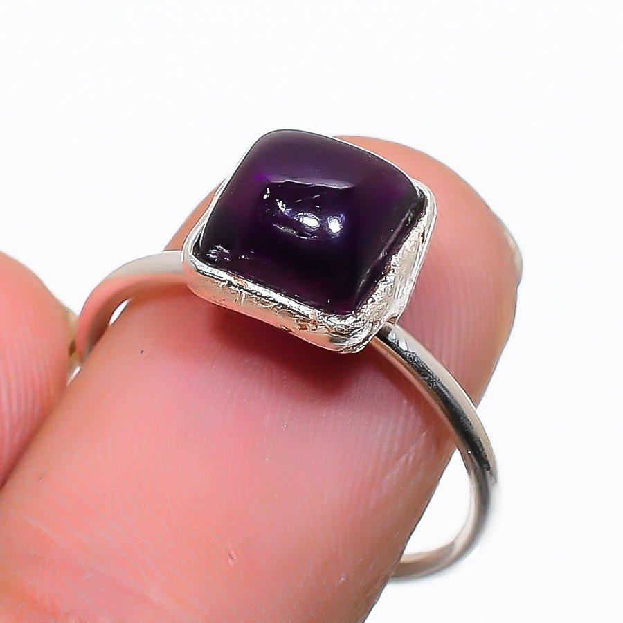 Amethyst Gemstone Handmade 925 Sterling Silver Jewelry Ring Size Adjustable GK-5551