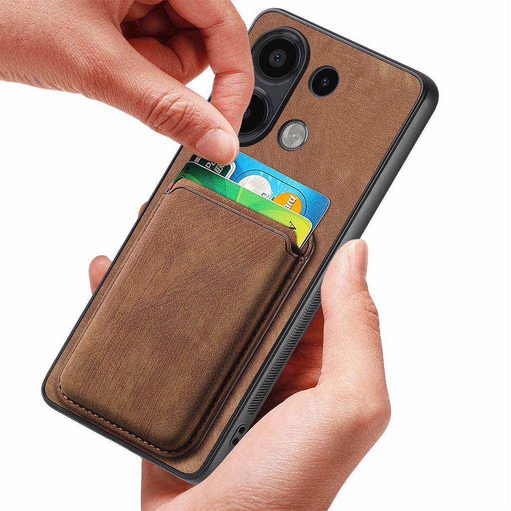 For Xiaomi Redmi Note 13 4G Magnetic Case Leather Back Cover with Detachable Card Holder