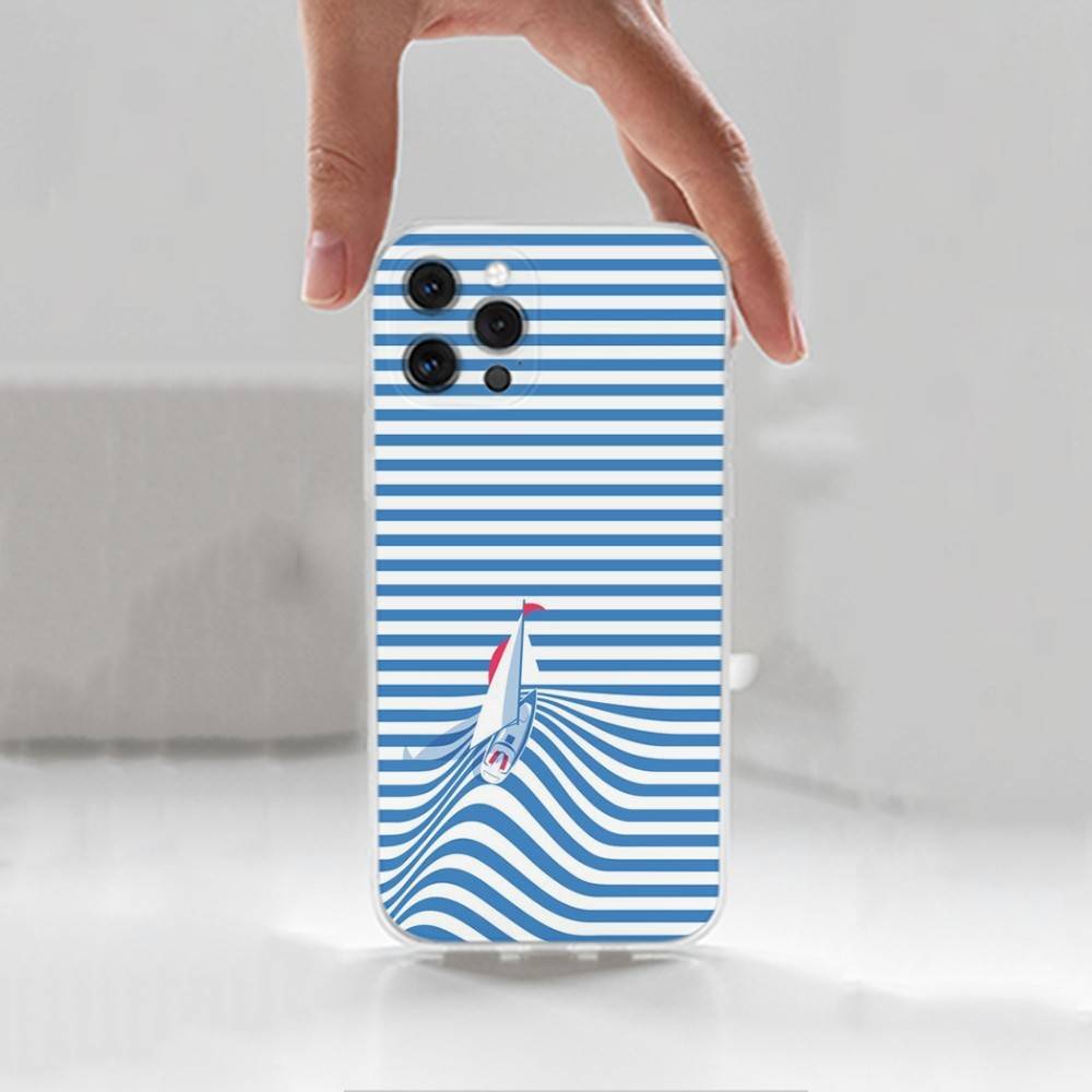 Sailing Boat Case For iPhone Max,14,16,X,13,XR,SE,12,15,Pro,17,Plus,11,XS,Mini Transparent Soft Cover