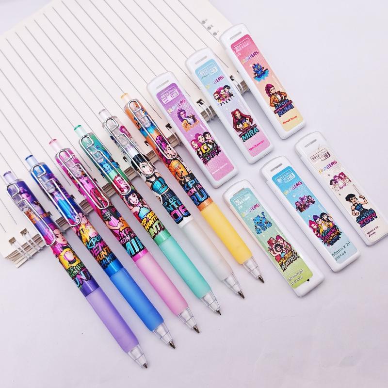 Kpop Lovci démonů 0,5mm Automatická tužka Sada Hladké psaní Kreslicí tužka Kancelářské potřeby Pro studenty Anime Cosplay Potřeby Dárky