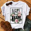 Fashion Women T Shirt Flower Printed T Shirt Casual Black Tops 90s Ladies Girl Tee Shirt Female Harajuku Graphic T -Shirt