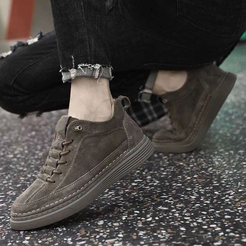 Genuine Leather Heightening Shoes Elevator Shoes Height Increase Shoes Men Height Increase Insole 6cm Men Sneakers Sport Shoes