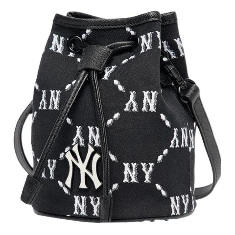 MLB Monogram Series NY Yankees Retro Floral Logo Bucket Bag Unisex Bags Black 3ABMS022N-50BKS