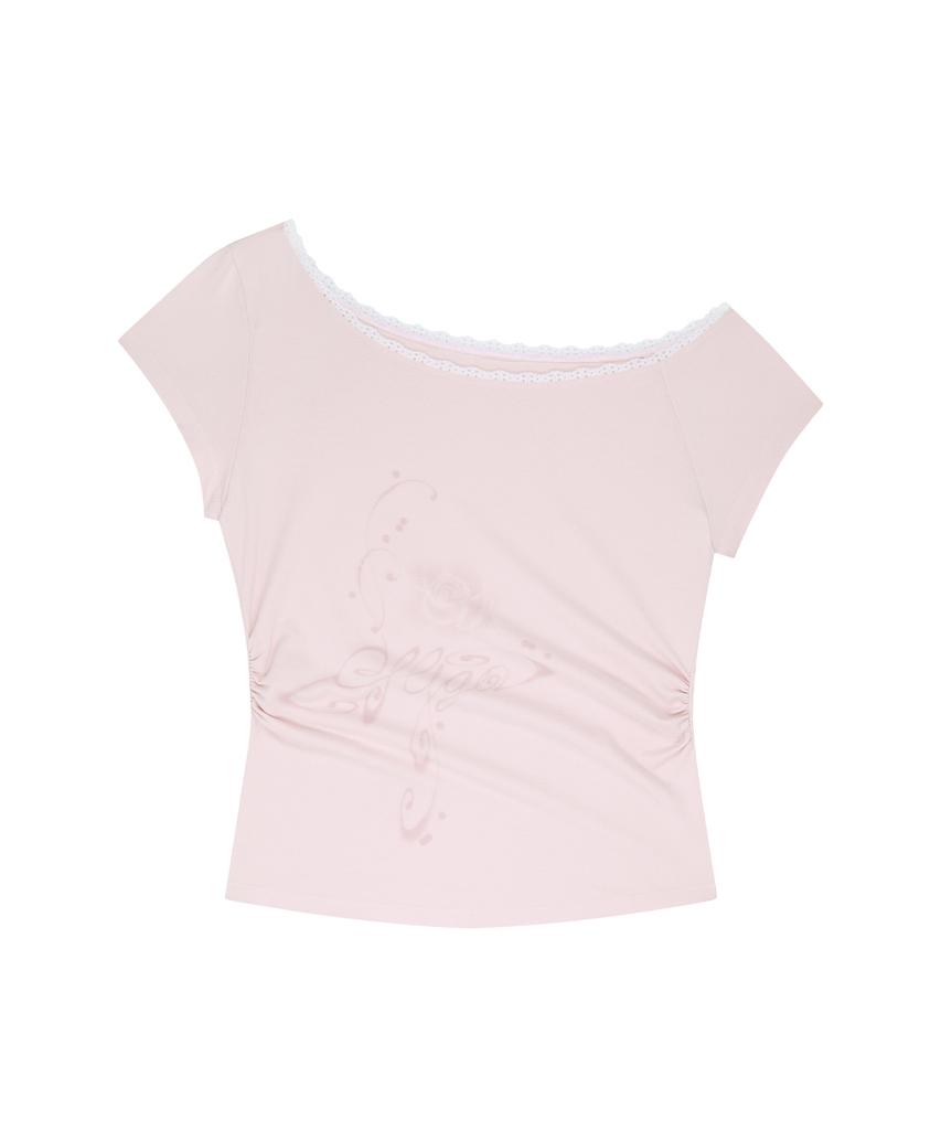 ILLIGO Saeso Floral One-Shoulder Shirred Top Pink