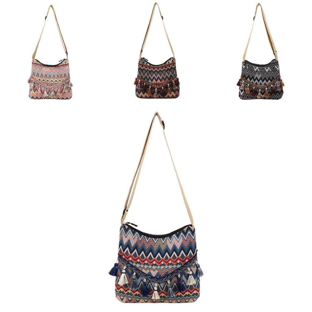 Ethnic Style Casual Shoulder Bag With Tassels For Daily Use And Travel