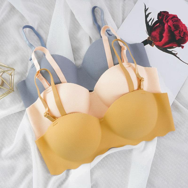 Soutiens-gorge sans couture couleur unie Sous-vêtements pour femmes Soutien-gorge push-up sexy Rassemble Lingerie féminine Bretelles Bralette sans fil