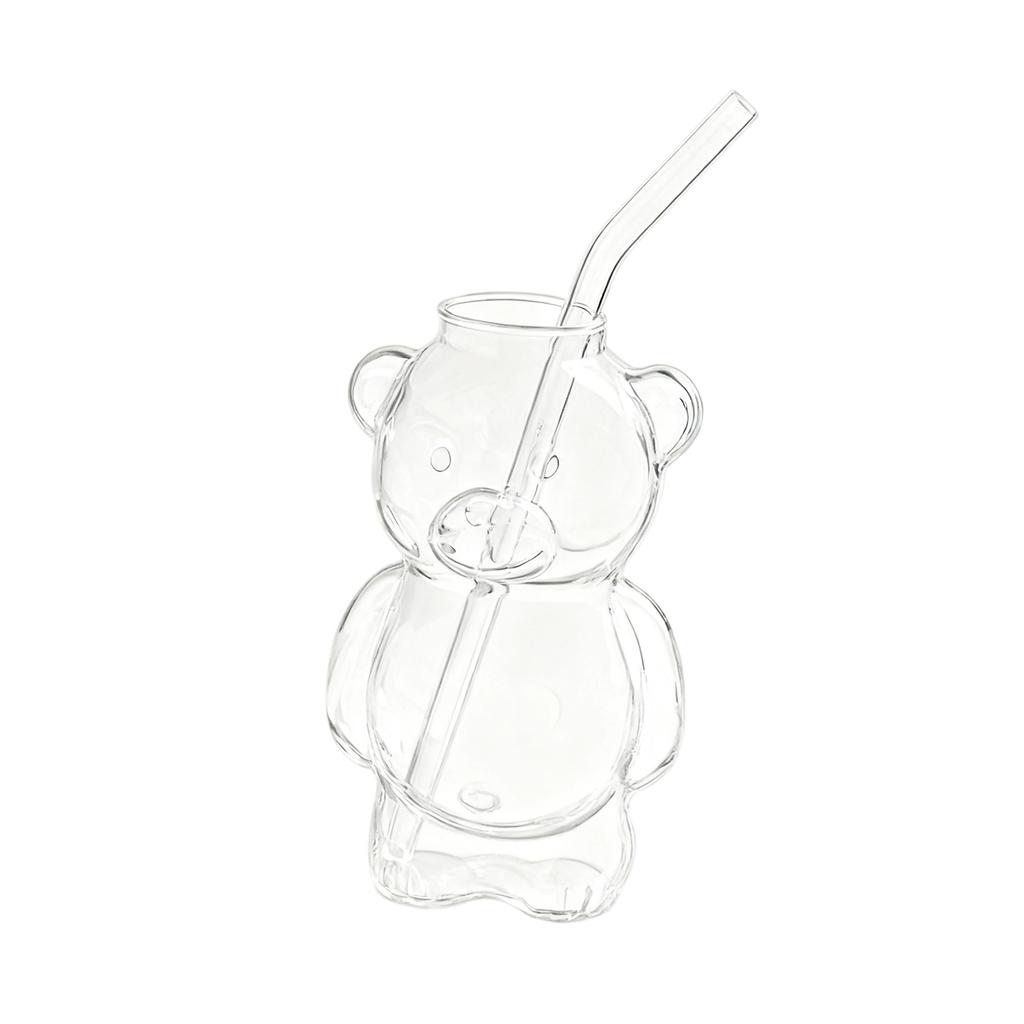 Roztomilý hrnek na kávu s motivem medvídka, Rozkošný kreslený skleněný hrnek, Kreativní hrnek na vodu, Hrnek na džus, Hrnek na mléčný čaj.