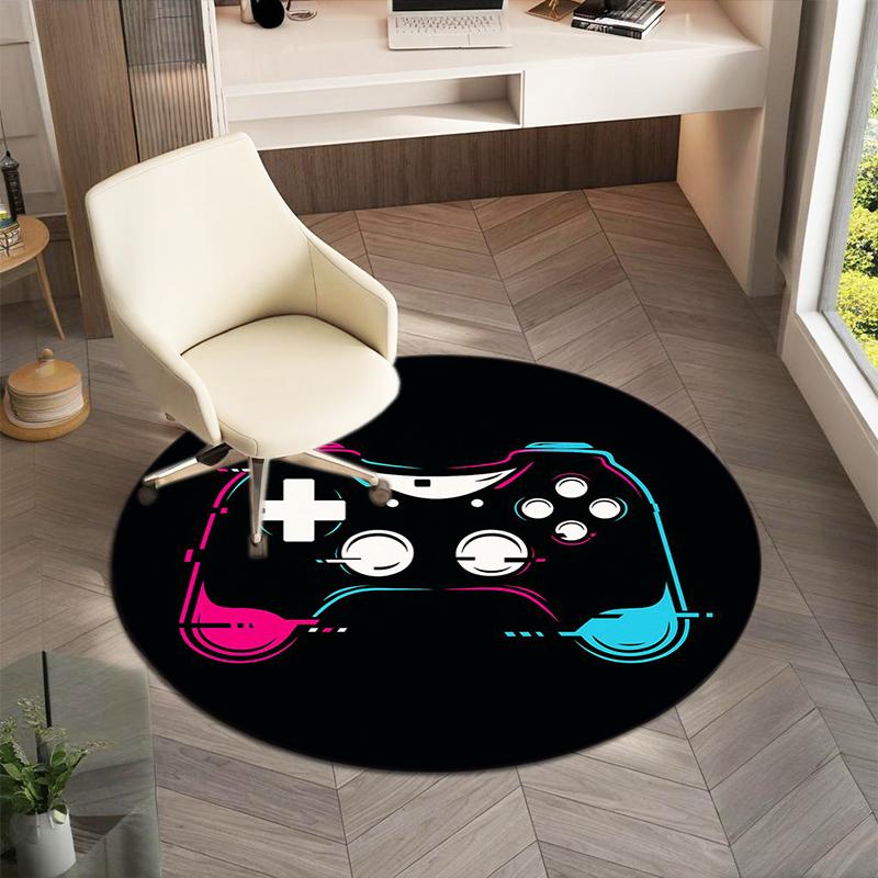 1Pc Game Theme Printed Circular Carpet, Home Door Mat, Outdoor Travel Protection Carpet A7
