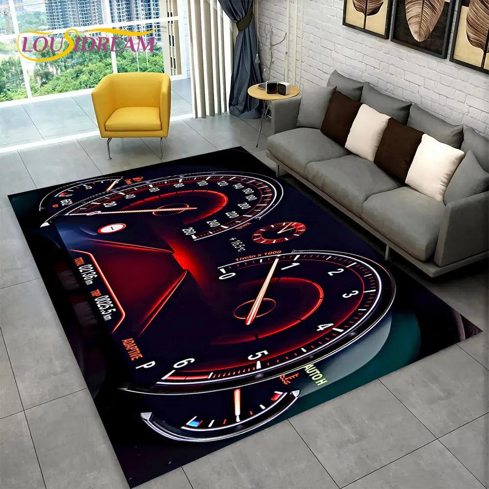 Alfombra grande para tablero de instrumentos de carreras de autos en 3D, alfombra para sala de estar, dormitorio, sofá, cocina, decoración, alfombra antideslizante para juegos de niños