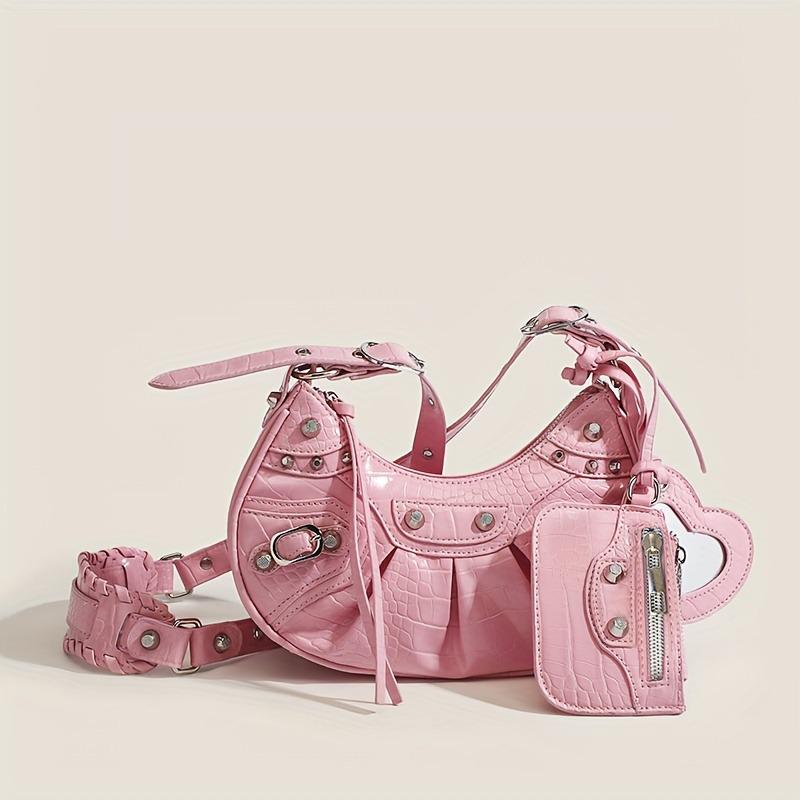 2025 Fashion Trend Tassel Rivet Motorcycle Underarm Shoulder Bag Crossbody for Women