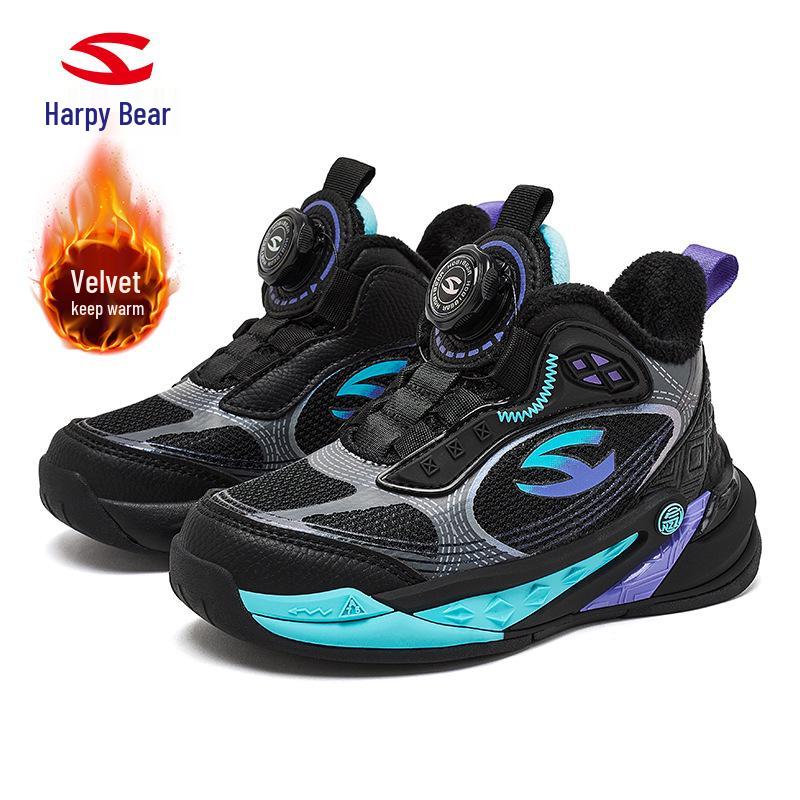 Happy Bear Plush-Lined Winter Cotton Sports Shoes for Boys 38 чёрный