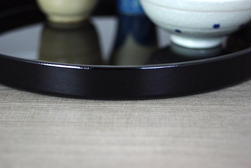 Nakanishi Kogei Kishu No Nurimono Kiritate Round Polished 30cm Tray, Black, Double-sided Painted, Finish, 22-20-9C