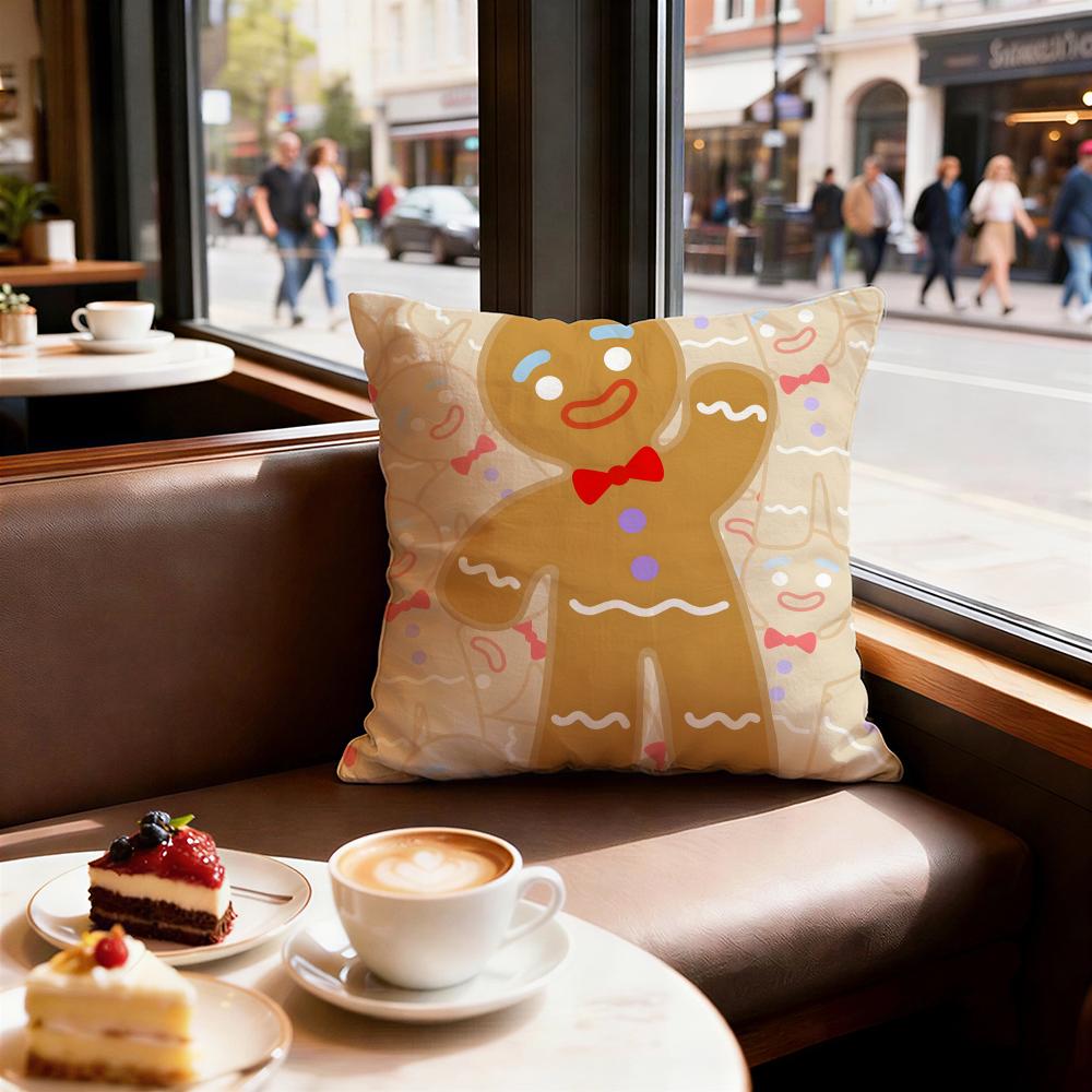 Festive Adorable Ginger Bread Cushion Cover Decorative Cushions Covers Cover Sofa 50x50 Pillow 4 Piece 45x45 40x40 Pillowcase