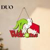 Festive Cartoon Santa Deer Ornaments Christmas Wooden Pendant, Decorative Reindeer/Santa Claus/Gnome Pattern Hanging Sign, Welcome Sign with