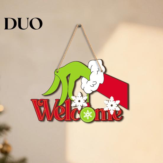 Festive Cartoon Santa Deer Ornaments Christmas Wooden Pendant, Decorative Reindeer/Santa Claus/Gnome Pattern Hanging Sign, Welcome Sign with