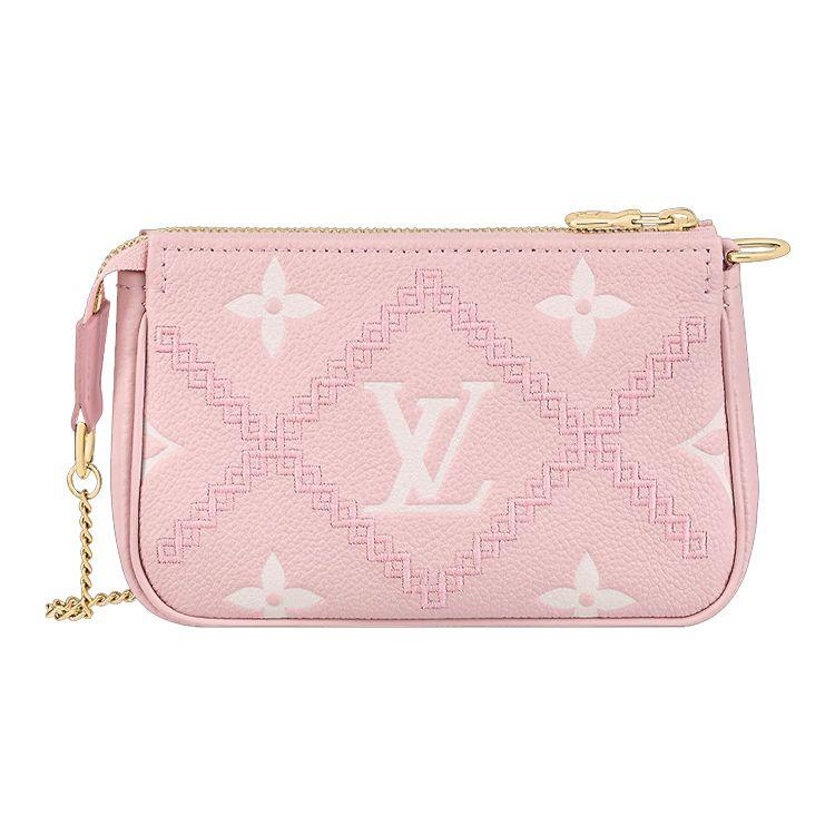 

Louis Vuitton Monogram Zipper Closure Embroidered Cowhide Underarm Chain Bag Mahjong Clutch Tote Shoulder Bag Women bags Pink M81140 Basic Set (Bag+Dust Bag)