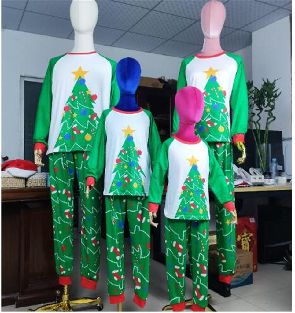 Christmas Family Matching Pajamas Set Mother And Baby Baby Cartoon Print Pajamas Home Clothes Set