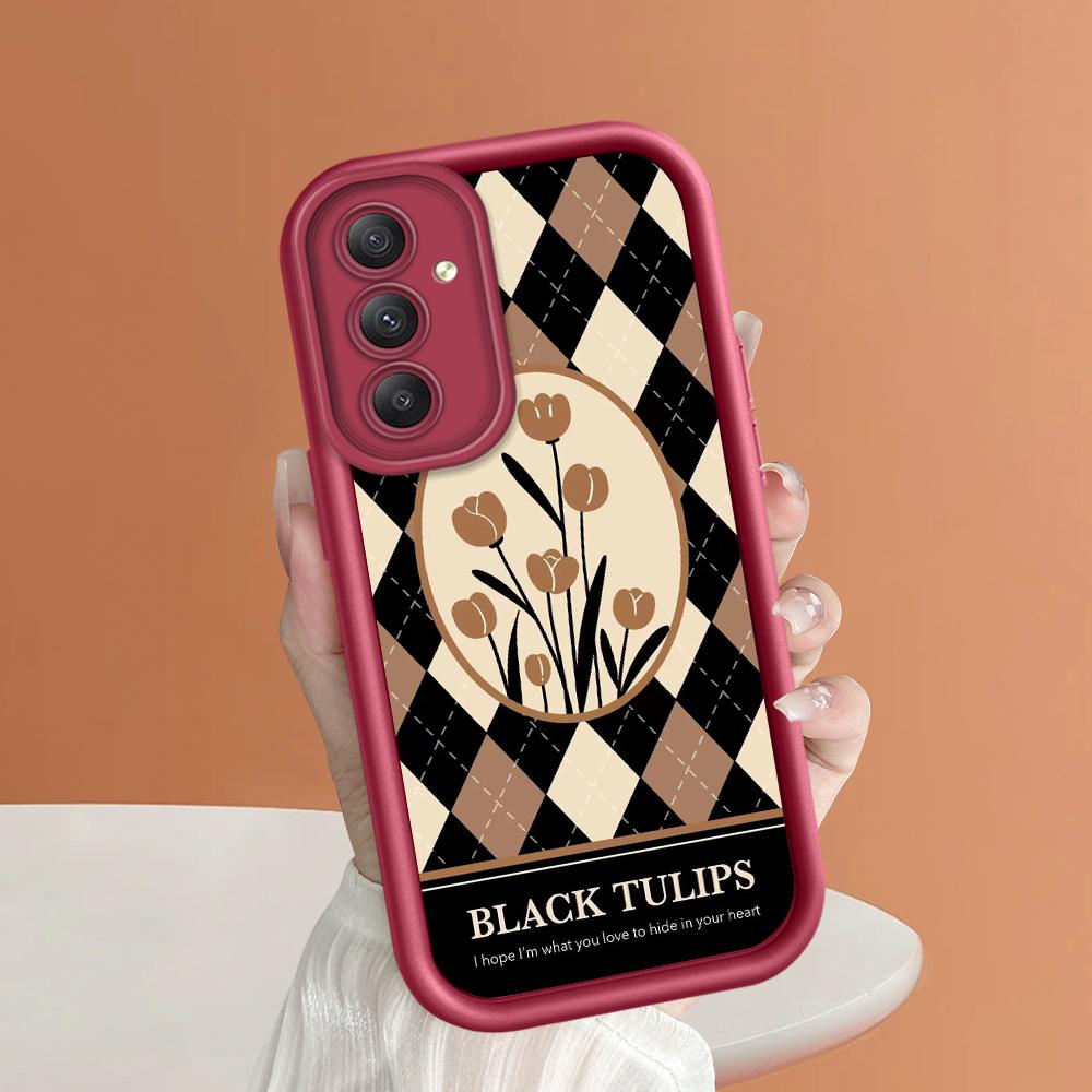 Weiches Silikon-Telefongehäuse mit quadratischem Leiterdruckmuster, vollständige Abdeckung, Kamera, stoßfestes Schutzgummigehäuse für Samsung