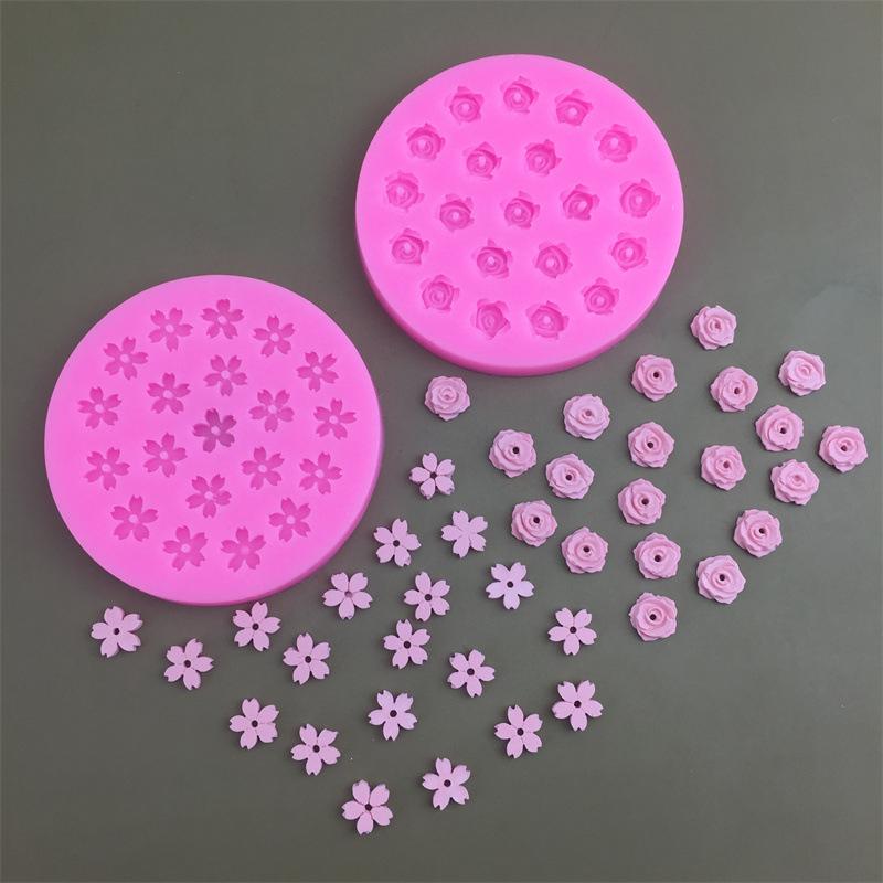 Mini 20 de găuri cu flori de cireș, trandafiri, matriță din silicon, în formă de floare, ciocolată, fondant, desert, prăjitură cu flori, instrument decorativ de copt