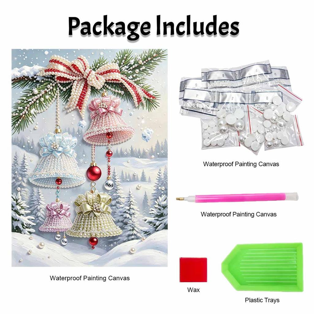 Christmas Pearl Painting Kit Handmade DIY Holiday Bell Bow Home Decoration Painting