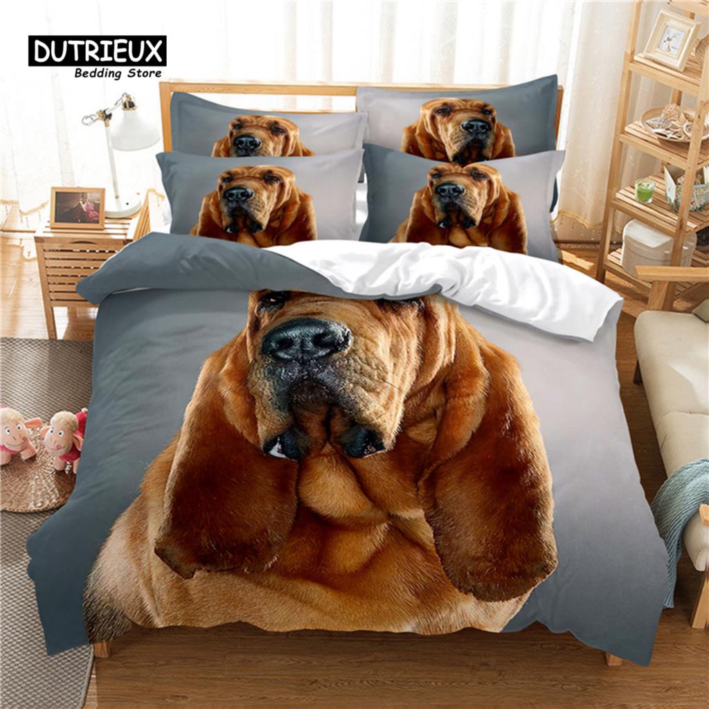 Surfer Dog Bedding Set, 3Pcs Duvet Cover Set, Soft Comfortable Breathable Duvet Cover, For Bedroom Guest Room Decor