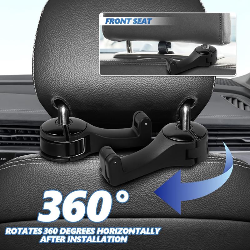 2Pcs Car-mounted Multi-functional Mobile Phone Holder Creative Rear Seat Headrest Hook Lock Buckle Style Car Phone Stand