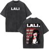 Singer Lali River Tour  Print Vintage Washed Tshirt Unisex Women Fashion Tshirts Summer Loose Casual Harajuku Cotton Tshirts
