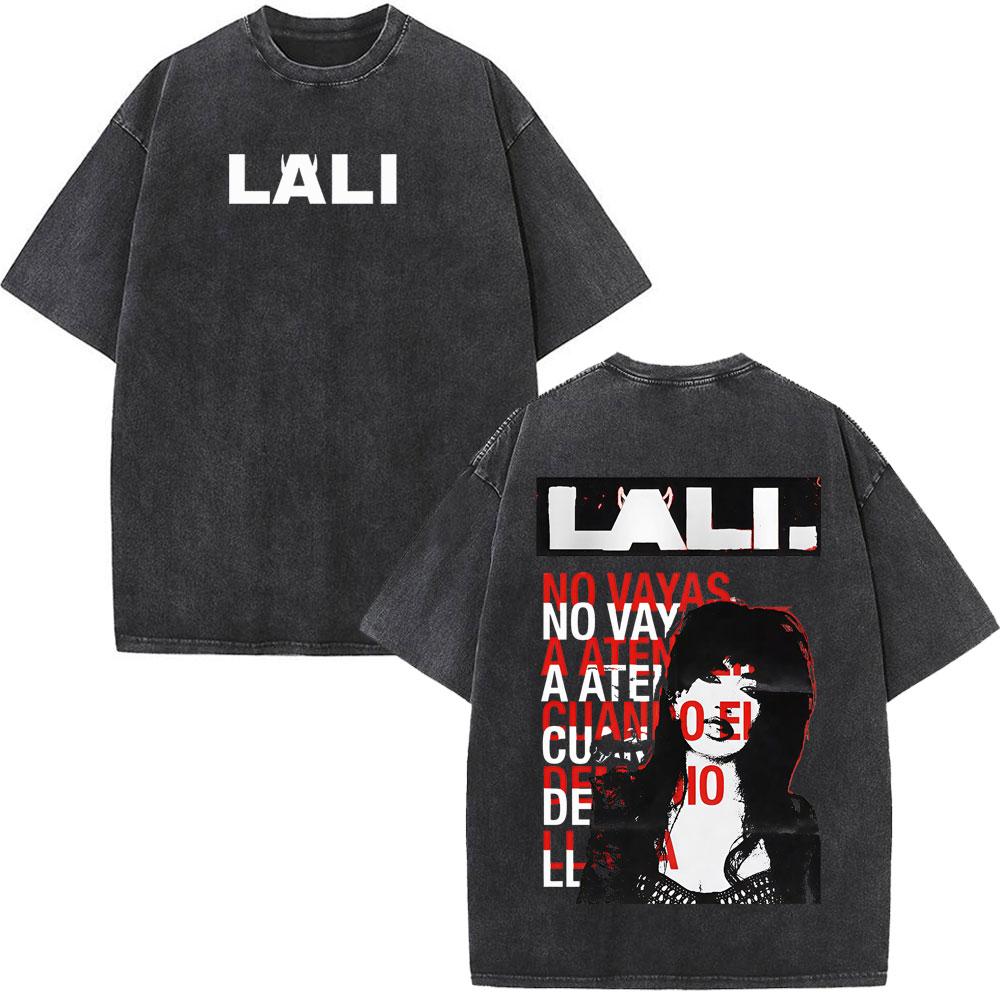 Singer Lali River Tour  Print Vintage Washed Tshirt Unisex Women Fashion Tshirts Summer Loose Casual Harajuku Cotton Tshirts