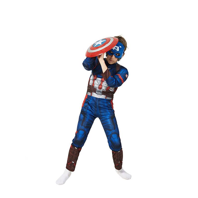 Children'S Halloween Costume Marvel Hero Boy Muscle Captain America One-Piece Cos Cosplay Uniform