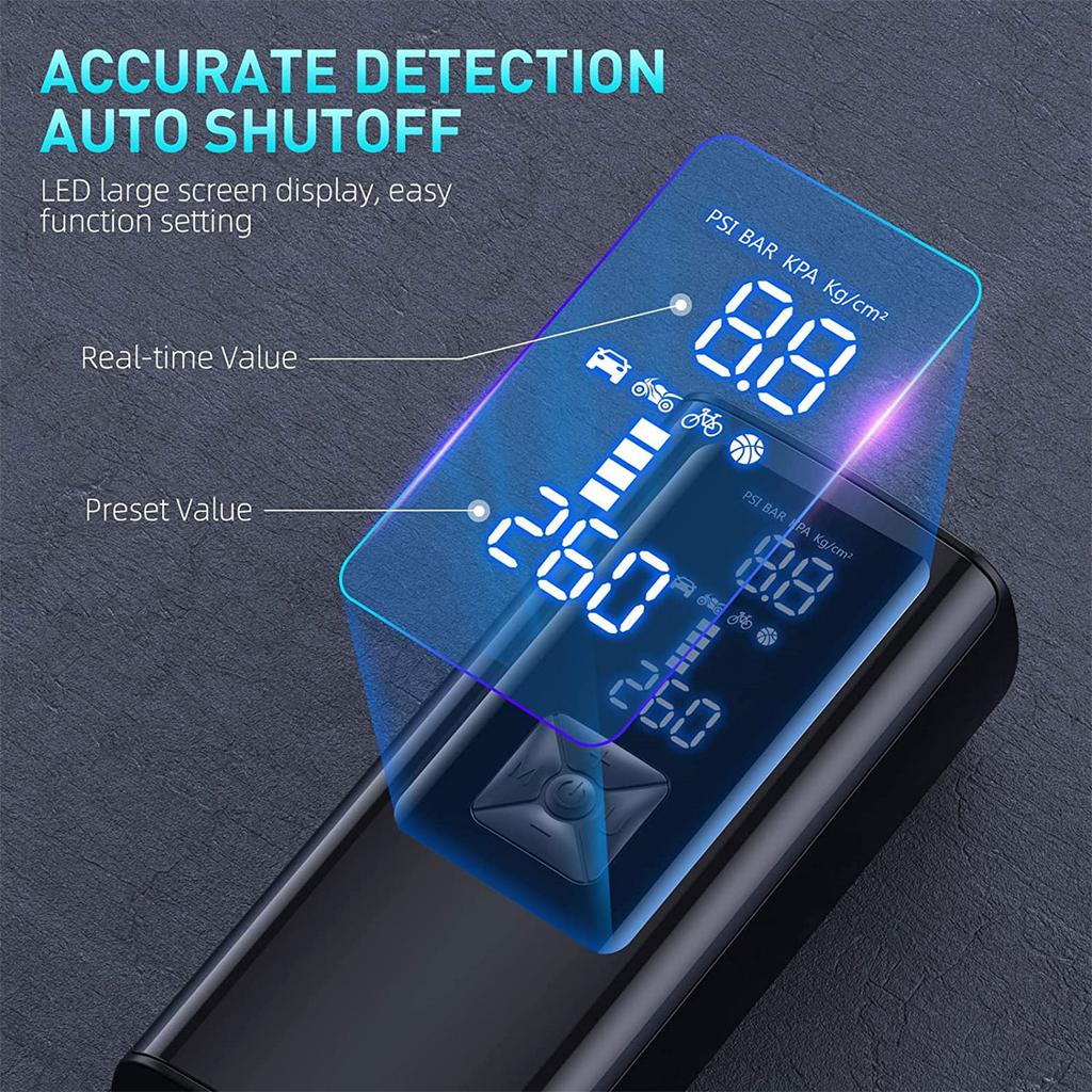 Pneu Inflator Compressor de Ar Carro Multiuso Bomba de Pneu Elétrica Adaptador de Energia Automática com Display Digital Medidor de Pressão